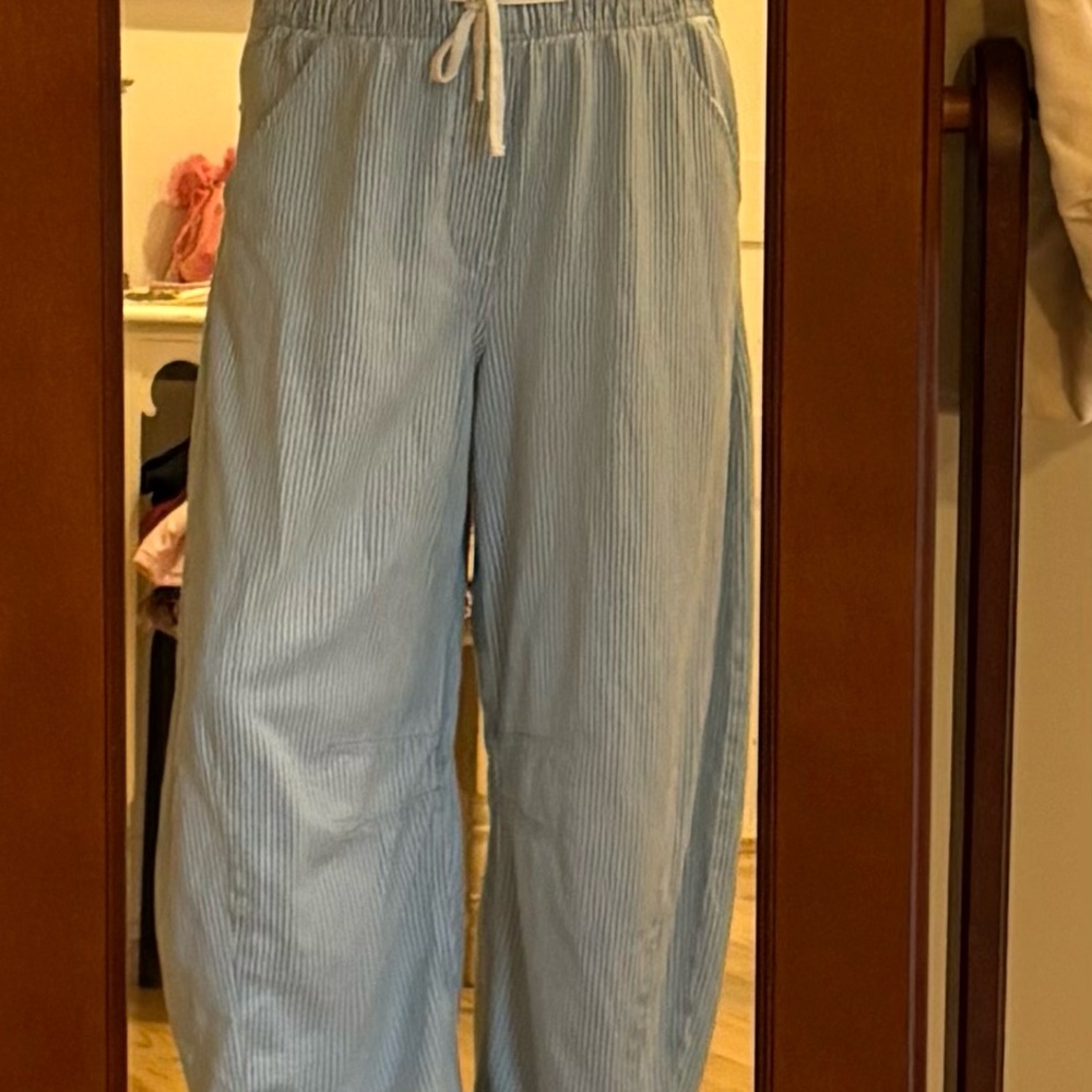 EUC GAP Pull On Barrel Light Blue Striped Pants - Picture 5 of 10